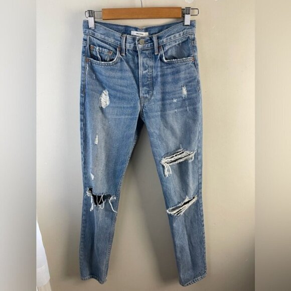 grlfrnd karolina jeans distressed in last dance size 25 medium wash cotton - Picture 2 of 13
